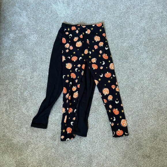 Halloween Leggings 2 pack Black Pumpkins Girls Size 10-12 yrs Fall JackOLantern - Picture 1 of 8